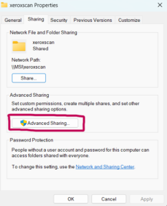 Click on advanced sharing